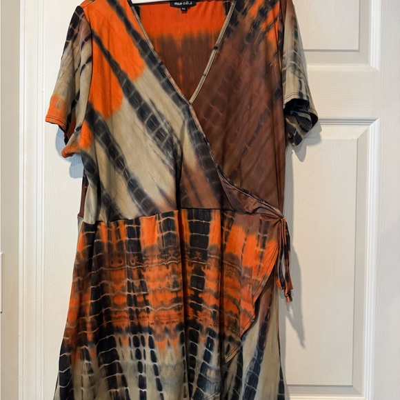 White Mark Vibrant Orange and Brown Dress - Picture 1 of 3